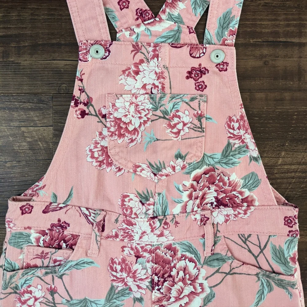 Children's Place Pink Floral Shortalls Overalls